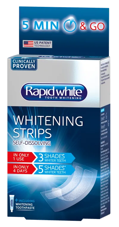 Rapid white set samootapajućih trakica za izbjeljivanje zubi (pasta,8 pari trakica,akcelerator)