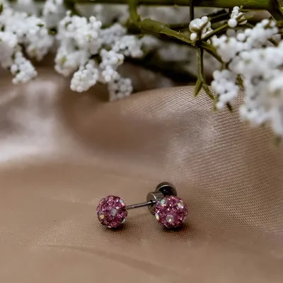 ARA HYPOALLERGENIC Naušnice cirkon roze 6mm, medicinski čelik