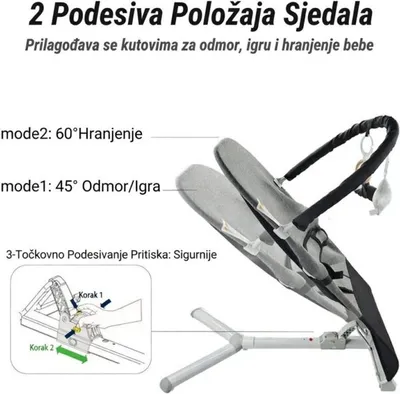 Kalei Fold & Go Bouncer (sklopiva ležaljka s putnom torbom) G01