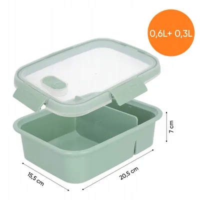 CURVER Posuda za hranu 0.6l+0.3l zelena TO GO S
