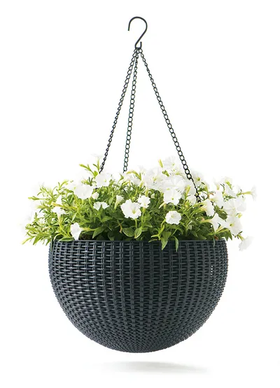 KETER Saksija viseća siva 35x35x22cm rattan