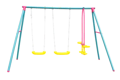 Ljuljaška dječija vrtna metalna 3u1 241x173x186 cm (dvije ljulje, klackalica)