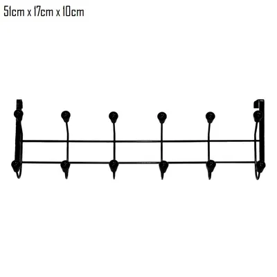 Vješalica za vrata metalna crna sa 12 kuka 51 x 17 x 10 cm