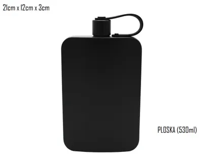 Crna metalna elegantna ploska velika, 530 ml