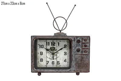 Stoni metalni sat retro tv 27 x 23 x 8 cm