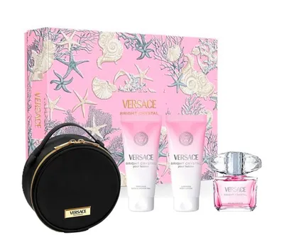 Versace Ženski set parfema Bright Crystal EDT 90ml + Losion za tijelo 100ml + Gel za tuširanje 100ml + Torbica za toaletni pribor, crna