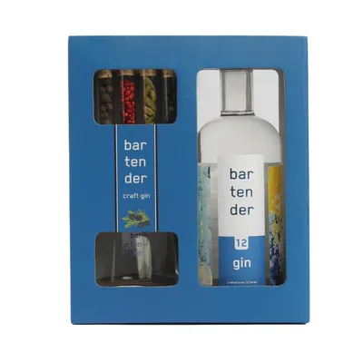 Bartender Gin poklon paket 0,7 L + čaša + 4 začina