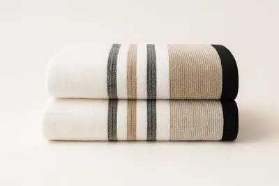 Odiseja 97 Premium peškir Micro Cotton 65x130 cm - bijeli sa dekorativnim prugama