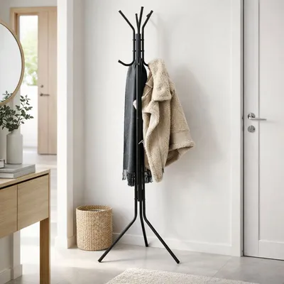 Metalna vješalica za odjeću - civiluk, crni 172 cm