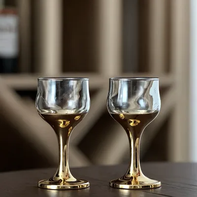 Promsiz Set čaša za liker i rakiju sa zlatnom stopom – 6/1, 55 ml (Gold Edition)