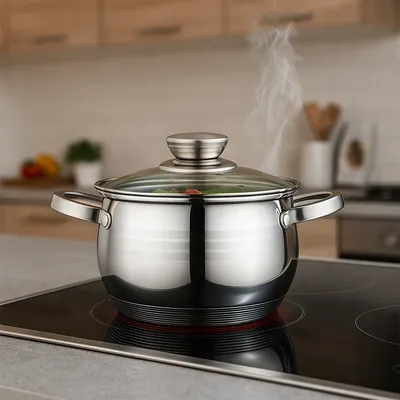 Inox šerpa 20 cm sa staklenim poklopcem za indukciju