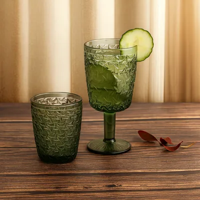 Delisoga čaše sa stopom 300 ml – zelene, set 6/1