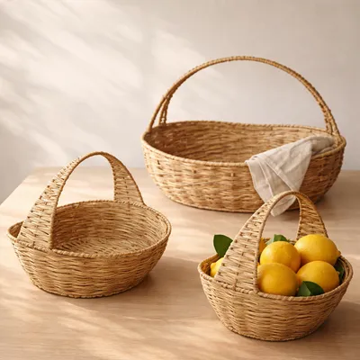 Previllage Pletene korpe set 2/1 sa ručkom - dekorativne smeđe