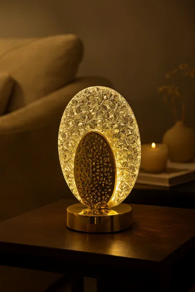 Previllage Crystal Aura Gold stolna LED lampa 13,5×9,8×23 cm – dekorativna, na punjenje