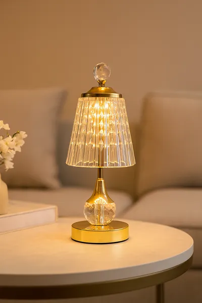 Previllage Gold Crystal stona LED lampa 13×32 cm – dekorativna, na Punjenje