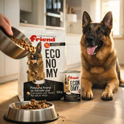 Friend Economy set hrane za odrasle pse - suha hrana 10 kg + mokra hrana 1240 g