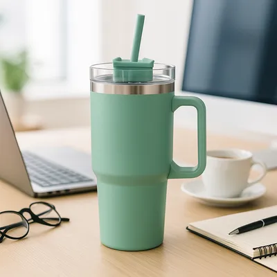 Termos boca sa slamkom – 900 ml inox, mint zelena čaša