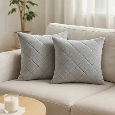 ODISEJA Set Premium Soft – Deka Lana 150×200 cm + 2 ukrasna jastuka 42×42 cm, siva (100 % PES)