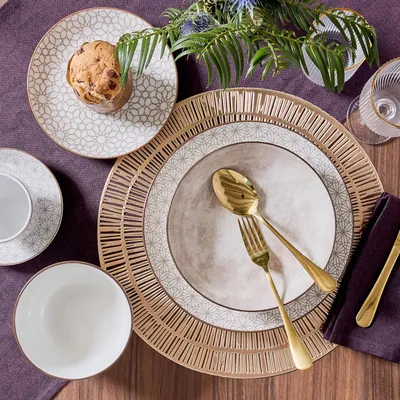 Previllage Servis za ručavanje 18/1 - porculanski set tanjira, elegantni bež dekor