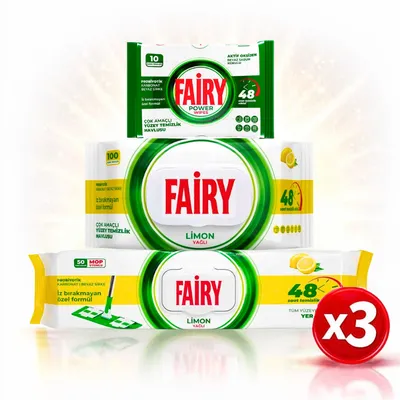 Fairy vlažne maramice set za čišćenje - 9 kom (limun, power, višenamjenske i za mop)