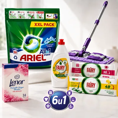 ARIEL LENOR FAIRY 6u1 set za pranje veša i kompletno čišćenje doma