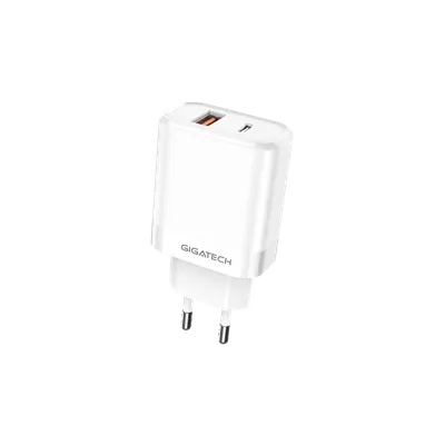 Punjač za mobitel Gigatech 25W , USB i C izlaz, 25W, bijeli, NXC251
