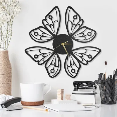 METALLON HOME Zidni sat Dragonfly 40x40 cm CRNI