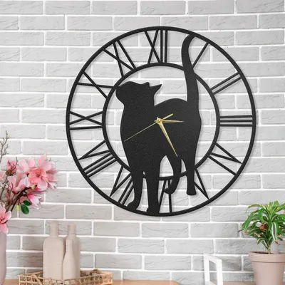 METALLON HOME Zidni sat Cat 40x40 cm CRNI