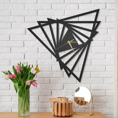 METALLON HOME Zidni sat Triang 40x40 cm CRNI