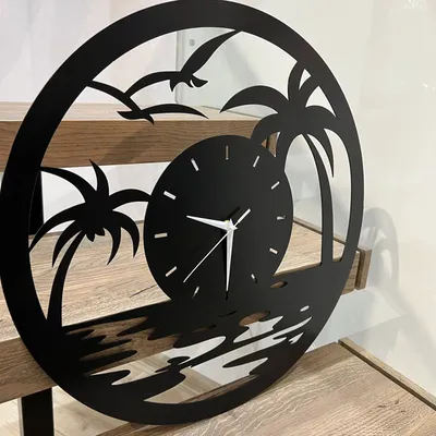 METALLON HOME Zidni sat Palms 40x40 cm CRNI