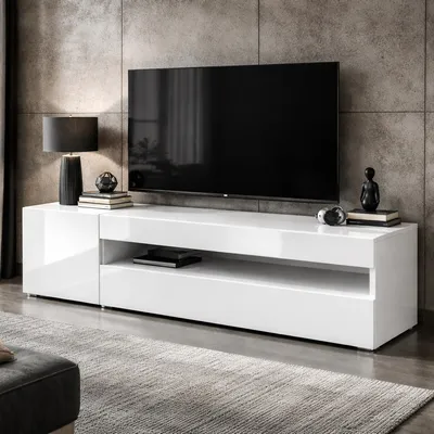 TV komoda Lorenzo 1, 155x45x40, Bijela sjaj