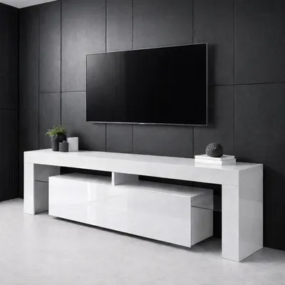 TV komoda Monica, 140x47.5x35, Bijela sjaj