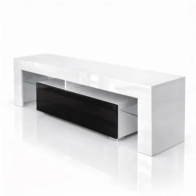 TV komoda Monica, 140X47.5X35, Bijela/Crna Sjaj