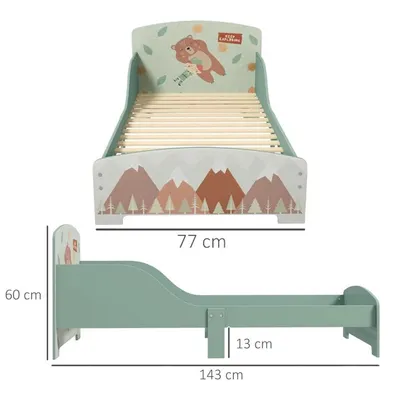 DJečiji krevet KINDER HOME, Zaštita od pada, Drveni, Okvir dušeka 70k140 cm, ŠUMA