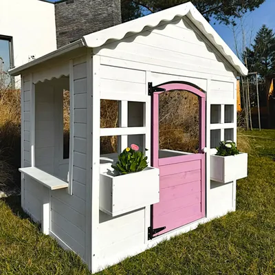 Kinder Home Drvena dječija kućica sa saksijama, Bijela