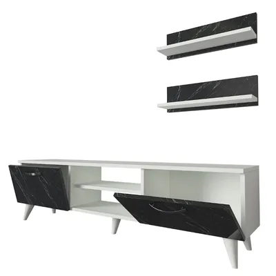 Komoda za TV Geacles Ayden 40.6x150x29.5cm, Crno bijeli mermer