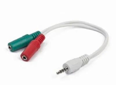 GEMBIRD adapter 2 x 3,5 mm (slušalice i mikrofon) na 1x 3,5 mm (4 pinski) kabl CCA-417W bijeli
