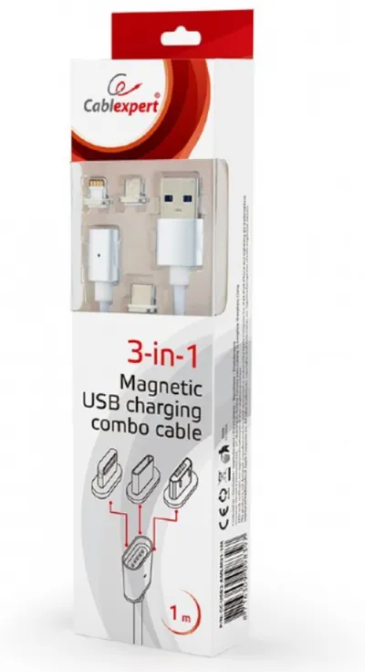 GEMBIRD USB Univerzalni magnetni kabl MicroUSB/Lightning FO CC-USB2-AMLM3-1M sivi
