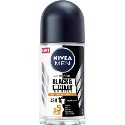 NIVEA MEN Black&White Invisible Ultimate Impact dezodorans roll-on, 50 ml