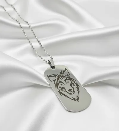 Poludrago kamenje & nakit Unikatna Ogrlica Military pločica, Silver
