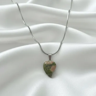 Poludrago kamenje & nakit Ogrlica Rainforest jasper Srce divljine, Šarena