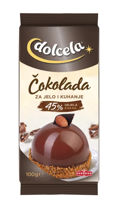 DOLCELA Dolcela čokolada za jelo i kuhanje 45% 100g