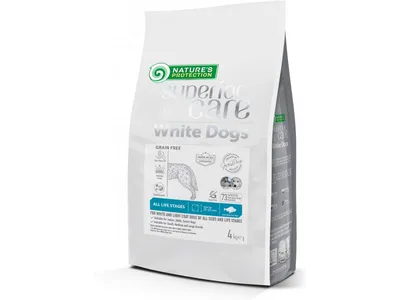 NATURE'S PROTECTION Suha hrana za pse sa bijelom dlakom bez žitarica Bijela riba 4 kg