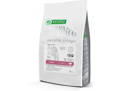 NATURE'S PROTECTION Suha hrana za pse sa bijelom i svijetlom dlakom Bez žitarica White fish Junior 4 kg
