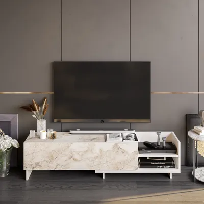 Decorotika TV komoda Parion, Bež- bijela