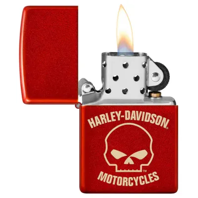 Zippo Upaljač Harley-Davidson Laser Skull Metallic Red 48603