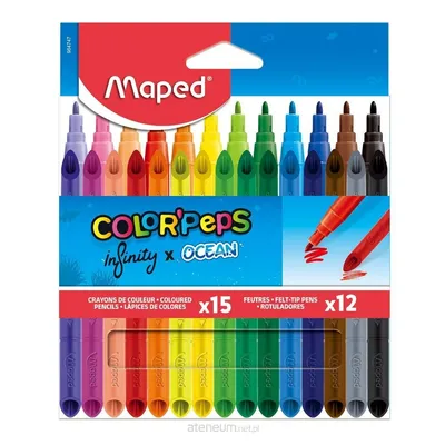 Maped Set od 15 drvenih bojica i 12 flomastera Oken
