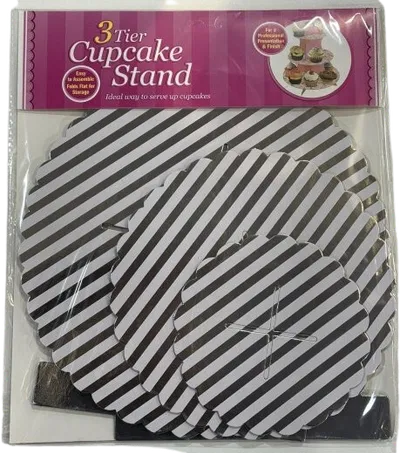 Stalak za mafine, Okrugli, 3 dijela, Zlatno-bijeli