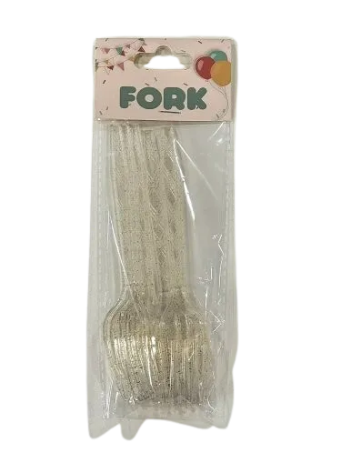 Set plastičnih viljuški, Zlatna boja, 6 komada