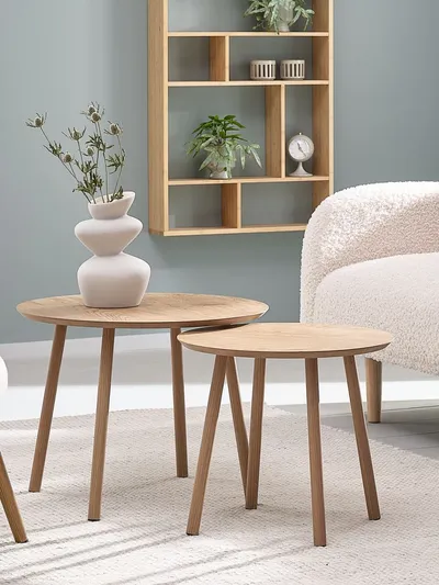 Linnea set klub stolića, O55cm i O45cm, 2 dijela, Hrast